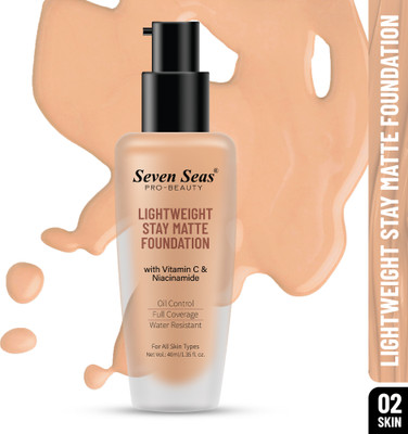 Seven Seas Stay Matte Foundation, Full Coverage Foundation | With Vitamin C and Niacinamide Foundation(Skin, 40 ml)
