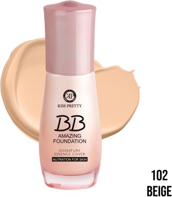 KISS PRETTY Long Lasting Signature Essence Cover Nutration For Skin BB Amazing Foundaiton Foundation(Beige, 30 ml)