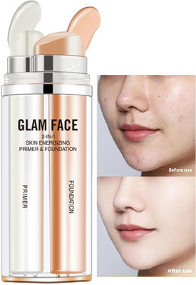 imelda Full Coverage & Natural Finish 2 in 1 Foundation + Primer Foundation(NATURAL BEIGE, 60 ml)