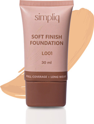 simpliq Soft Finish Foundation, Smoothing & Comfort Longwear, with Vitamin E Foundation(L001, 30 ml)