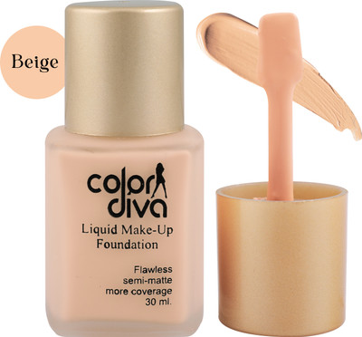Color Diva Highly Pigmented Silky smooth Application Semi Mate Liquid Make up  Foundation(BEIGE, 30 ml)