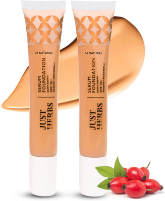 Just Herbs Dewy Serum Foundation SPF 30+ | Pack of 2 Tubes | Natural Foundation(Brown, 70 g)