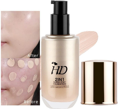 Rudvya HD Foundation Full Coverage,Waterproof|Lightweight Matte Formula Foundation(BEIGE, 60 ml)