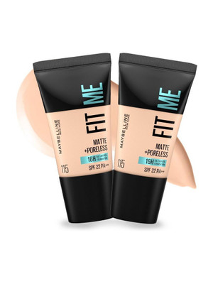 MAYBELLINE NEW YORK Fit Me Matte + Poreless 16H Oil Control Foundation, Shade 115, 18 ml, Pack of 2 Foundation(Shade 115, 36 ml)
