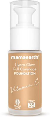 Mamaearth Hydra-Glow Full Coverage | Vitamin C & Turmeric | Gives 3X Instant Glow Foundation(Caramel Glow, 30 ml)