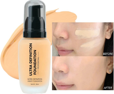 Yuency Ultra HD High Definition oil Free Normal to Oily Skin Liquid  Foundation(Natural Ivory, 30 ml)