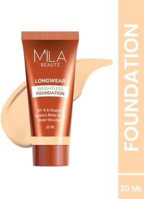 MILA BEAUTÉ Long Wear Weightless Foundation Flawless Matte Finish With SPF15, Foundation(202 Pure Natural, 30 ml)