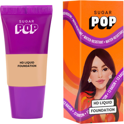 SUGAR POP HD Liquid Foundation Tube with SPF 30 | Lasts upto 10hrs | Full Coverage Foundation(13 Raisin, 18 ml)