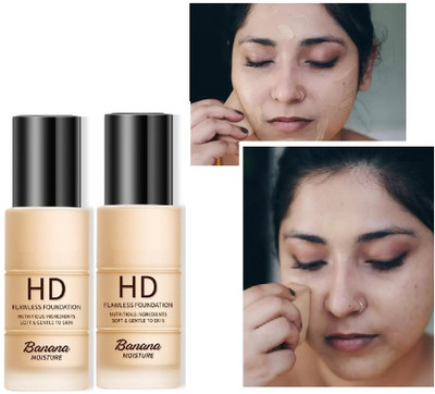 Latixmat Combo HD Banana Moisture Flawless Foundation Combo Foundation(Beige, 60 ml)