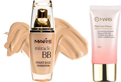 MARS BB Primer Base Foundation Ivory With Long Lasting Makeup  Primer  - 90 ml(Shade-01)