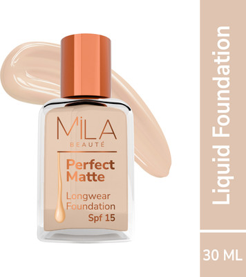 MILA BEAUTÉ Perfect Matte Long Wear Foundation, Lightweight Formula With SPF 15 Foundation(Blush, 30 ml)