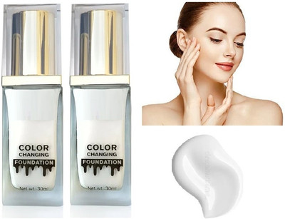 GABBU COLOR CHANGING FOUNDATION FOR ALL SKIN TONE SET OF 2 Foundation(WHITE, 60 ml)