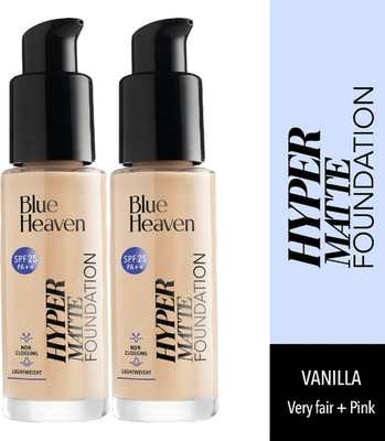 BLUE HEAVEN Hyper Matte Foundation 30Ml Vanilla101 (Pack of 2) Foundation(vanilla, 60 ml)