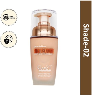 Glam21 Cosmetics Silk Foundation Lightweight, Hydrating, Oilfree, Longlasting SPF35 UV Protection Foundation(Shade-02, 50 g)