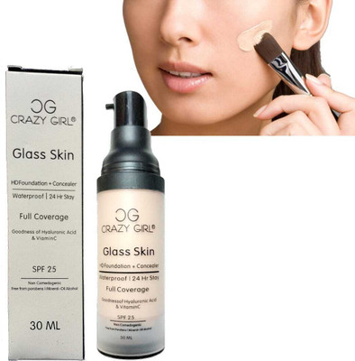 Crazy girl Waterproof Long Lasting Matte Finish Buildable Coverage Foundation Puff Makeup Foundation(Beige, 30 ml)