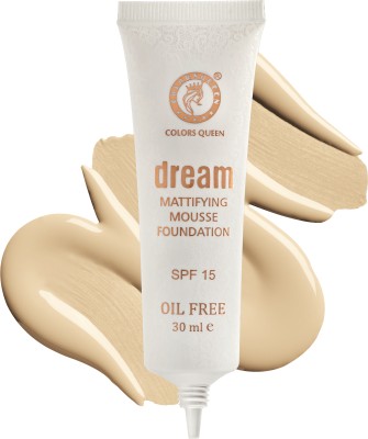 COLORS QUEEN Dream Mattifying Mousse Foundation Oil Free Matte Finish Foundation with SPF-15 Foundation(Beige Vanilla, 30 ml)