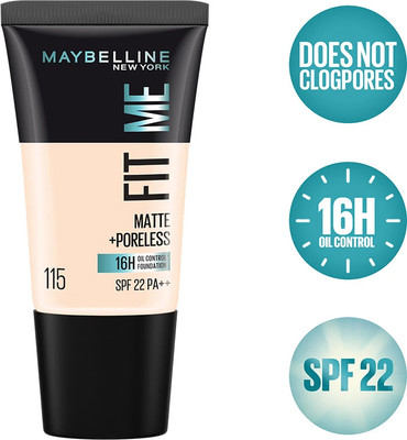 MAYBELLINE NEW YORK Fit Me Matte+Poreless Liquid Tube Foundation(115 Ivory, 18 ml)