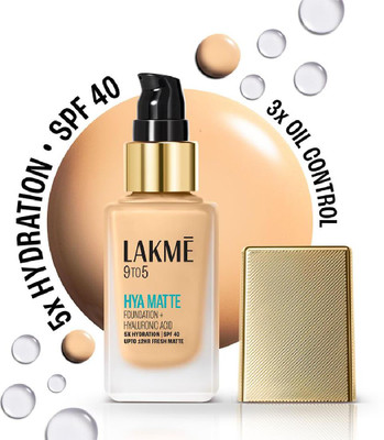 Lakmé 9to5 Hya Matte Foundation + Hyaluronic Acid Warm Creme - 25ml Foundation(Warm Creme, 25 ml)