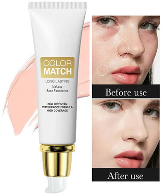 MYEONG Makeup Base Long-Lasting Color Match High Coverage Foundation Cream Foundation(Soft Ivory, 50 g)