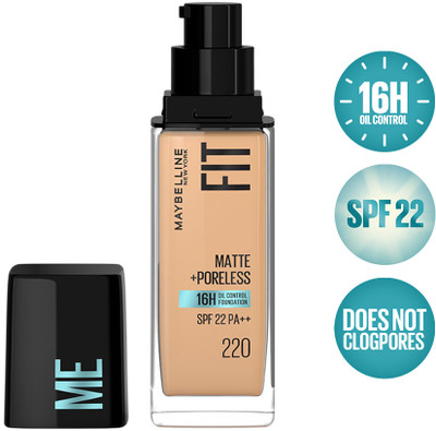 MAYBELLINE NEW YORK Fit Me Matte+Poreless Liquid Foundation (With Pump & SPF 22) Foundation(220 Natural Beige, 30 ml)