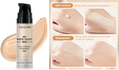 GULGLOW99 Waterproof & Sweat-Proof, Oil Control, BB Cream Liquid  Foundation(NATURAL BEIGE, 15 ml)