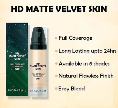 THTC 24H Long Wear Full Coverage Waterproof  Foundation(BEIGE, 15 ml)