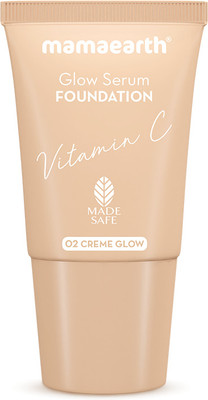 Mamaearth Glow Serum Mini Tube with Vitamin C & Turmeric for 12-Hour Long Stay Foundation(Crème Glow, 18 ml)