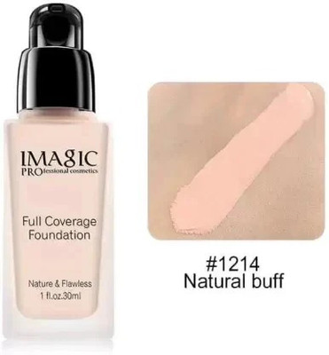 IMagic Professional cosmetic FULL COVERAGE FOUNDATION 1214 & Flawless 30ml Foundation(1214 NATURAL BUFF, 30 ml)