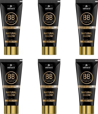 VETONI Black Foundation BB+ cream|SPF 50|Natural Glow- 24Hr(Pack of 6)|360ml| Foundation(Beige, 360 ml)