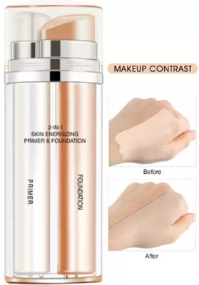 GABBU NEW 2 IN 1 MATTE FINISH WATER PROOF & LONG LASTING PRIMER & FOUNDATION Foundation(beige, 60 ml)