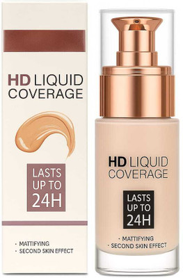 DJATI HD High Coverage Foundation 24H Long-Lasting Matte Waterproof & Lightweight Foundation(ivory, 50 ml)