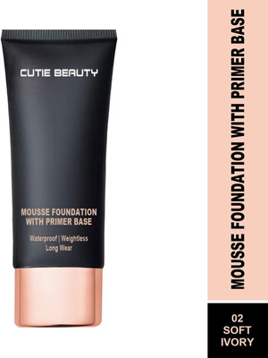 Cutie Beauty Mousse Foundation With Primer Base(02 Soft Ivory) Foundation(Soft Ivory, 30 g)