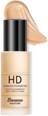 HUZURLU Full Coverage HD Banana Moisture Flawless Foundation For Women Foundation(Natural, 30 ml)