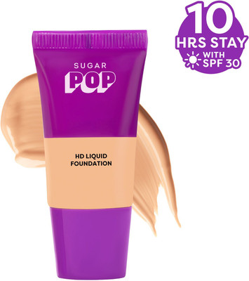 SUGAR POP HD Liquid Foundation Tube with SPF 30 | Lasts upto 10hrs | Full Coverage Foundation(09 Peanut, 18 ml)