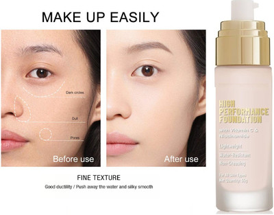 NADJA High Coverage Waterproof Base Foundation Long wearing Foundation(WHITE IVORY, 50 ml)