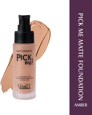 Glam21 Cosmetics Pick Me! Matte Foundation for Non-sticky Instant Spotless Glow | Long Day Matte Foundation(Amber, 40 g)