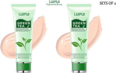 Luipui Green Tea Whitening Moist Skin Waterproof Foundation | Full Coverage Foundation(NATURAL BEIGE, 160 g)
