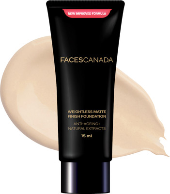 FACES CANADA Weightless Matte Finish Foundation | Lightweight | Anti-Ageing | Flawless Finish Foundation(Ivory, 15 ml)