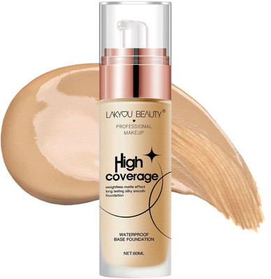 Lakyou Beauty High Coverage Base Foundation, Waterproof, Lightweight, LongLasting Matte Finish Foundation(06(Pure Beige), 60 ml)