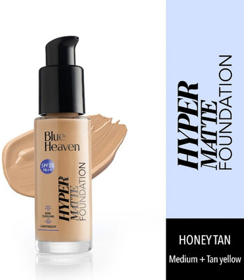 BLUE HEAVEN Hypermatte Foundation- 302 Honey Tan Medium + Tan Yellow, 30 ml Foundation(302 Honey Tan Medium + Tan Yellow, 30 ml)