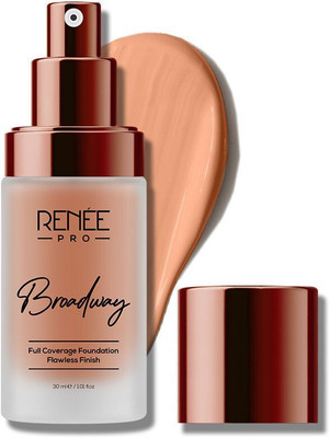 Renee PRO Broadway Liquid Foundation - 30ml, Full Coverage, Flawless Velvety Matte Finish Foundation(Aura, 30 ml)