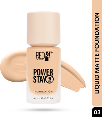 RED4 Power Stay Lightweight Foundation | Up to 9 Hours Long lasting  Foundation(03, 40 ml)