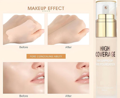 Herrlich High Coverage Waterproof Base  Foundation(BEIGE, 50 ml)