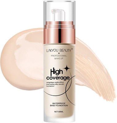 Lakyou Beauty High Coverage Weightless Matte Effect Long Lasting Waterproof Foundation(white ivory, 60 ml)