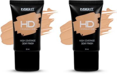 Insight Professional HD Foundation For High Coverage Dewy Finish (LN10) Pack of 2 Foundation(LN10, 40 ml)