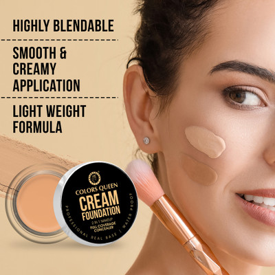 COLORS QUEEN Real Base Full Coverage 2 in 1 Foundation & Concealer Long Lasting & Waterproof Foundation(FS-29, 10 g)