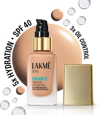 Lakmé 9to5 Hya Matte Foundation + Hyaluronic Acid Warm Natural - 25ml Foundation(Warm Natural, 25 ml)