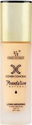 Half N Half Cover Concealer Liquid Foundation Natural Light, Lasting, SPF 15, Matte Finish Foundation(Ivory, 0.35 g)