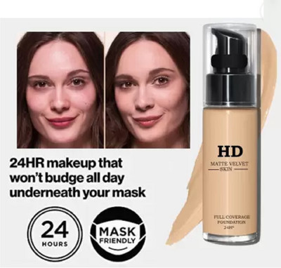 AFARAXIA Long Lasting Waterproof Beige Full Coverage Matte Pore Less Liquid Foundation(Beige, 15 ml)