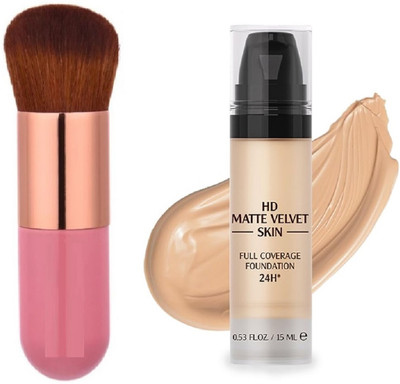 THTC HD Matte Skin Full Coverage Foundation or brush Foundation(beige, 15 ml)